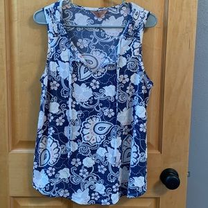 (K230) EUC Women’s SJS Textured Paisley Tank in Red White & Blue, Sz Med, Pretty